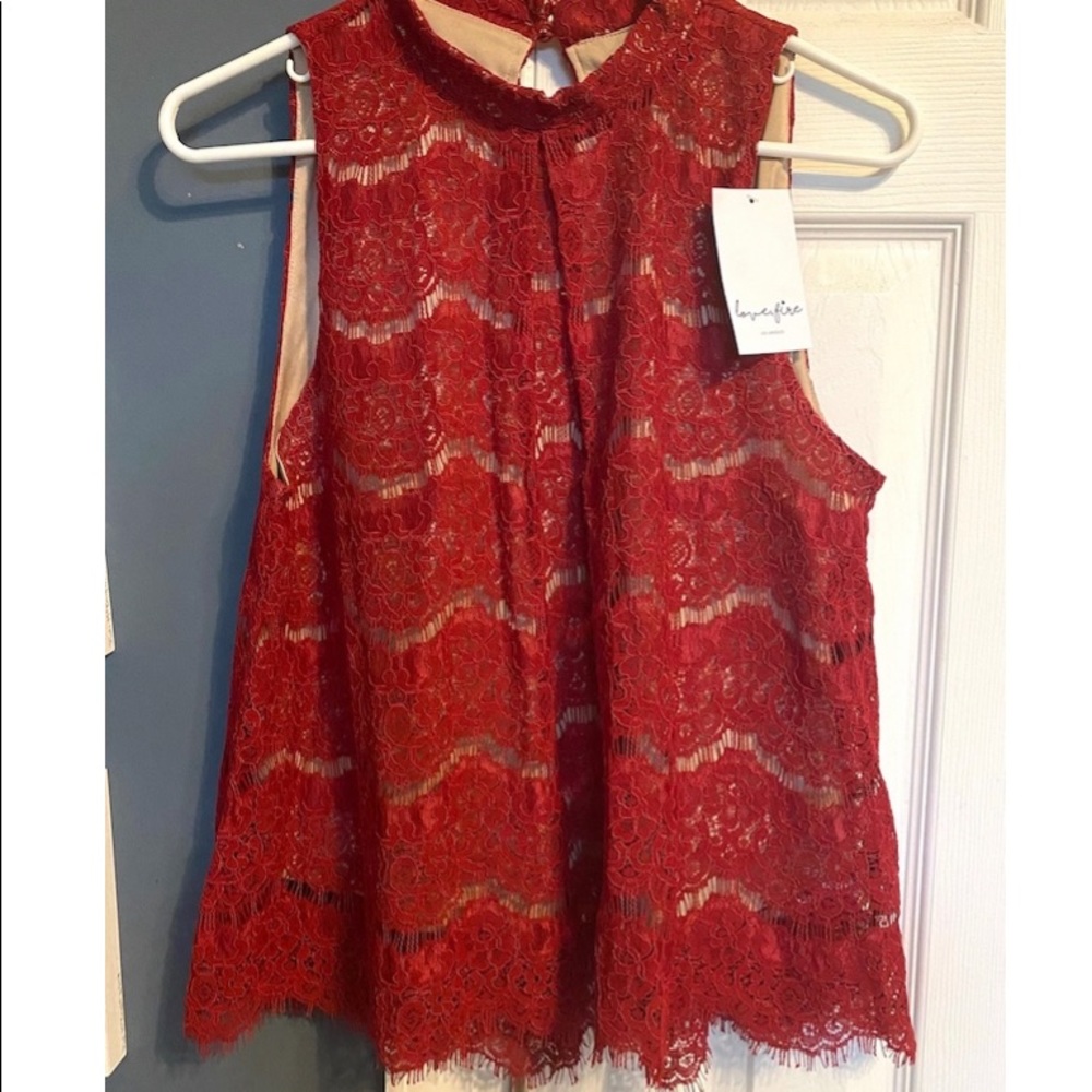 NWT Love, Fire Red Lace Top 🔥